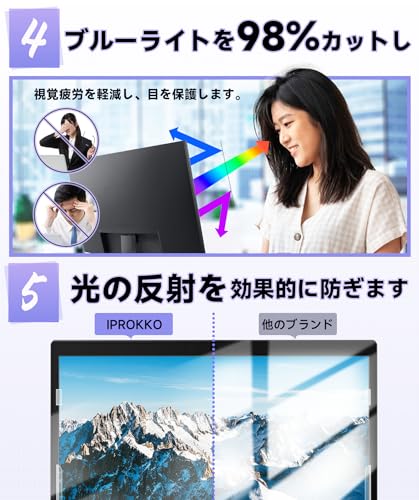 undefined IPROKKO 31.5インチ(16:9)PCモニター用のぞき見防止フィルター パソコン 覗き見防止 液晶保護フィルム ブルーライトカット 反射防止 取り外し可能フィルム の商品画像 4