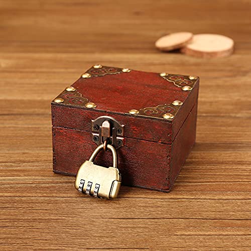 XINWANG Boîte De Rangement Vintage, Coffre Au Trésor en Bois, pour Bracelets Boucles d'oreilles Colliers Petits Articles Filles Femmes (véritable),Medium Cover