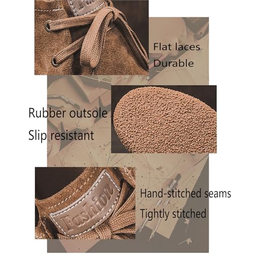 Men's Retro Suede Soft Sole Lace-Up Board Shoes Fashionable and Comfortable Non-Slip Flat Walking Shoes Classic Modern Brushed Leather Oxfords3