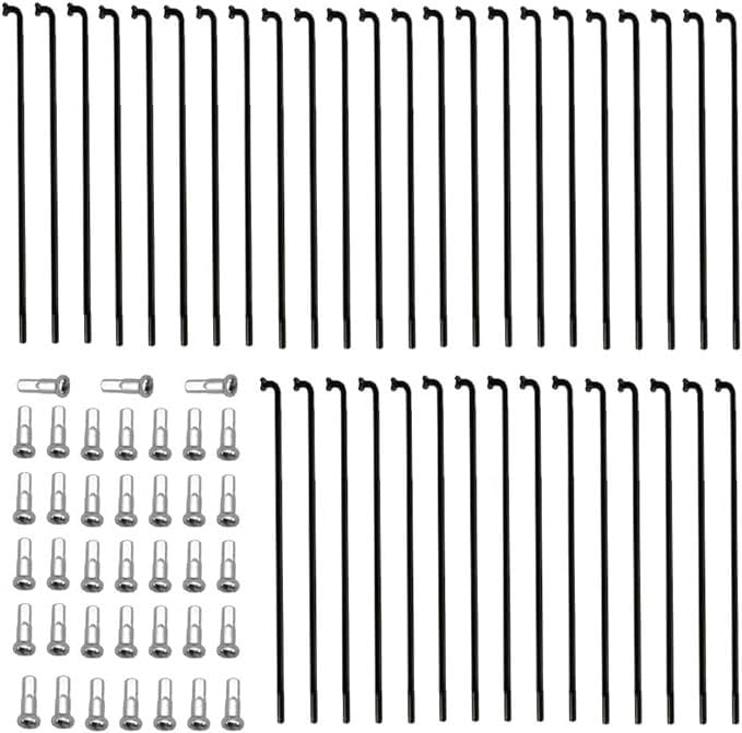 Ruikcoll Set di Raggi per MTB 38 Pezzi con nippli, Raggi per Bicicletta, Adatti a Biciclette e Mountain Bike (Nero, 283 mm)