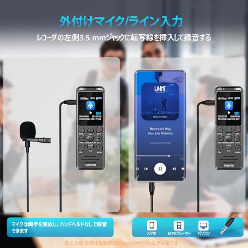 Volorful ボイスレコーダー 小型 80GB V68-64GB の商品画像 4