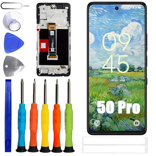 Image of LCD Display [Black with Frame][Support Fingerprint] Compatible with TCL 50 Pro /TCL 50 Pro NxtPaper [6.8 inch] T803D Screen Touch Digitizer Assembly Black LCD Display with Repair kit