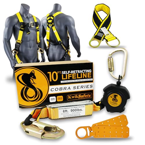 Image of KwikSafety - 10' Cobra Web Self-Retracting Lifeline [Bundle] Class 1 Retractable Safety Lanyard SRL ANSI OSHA Fall Gear