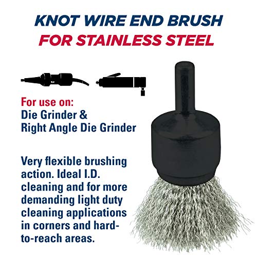 Image of Weiler 10017 3 /4 inch Crimped Wire End Brush, .006 inch Stainless Steel Fill, Made in the USA