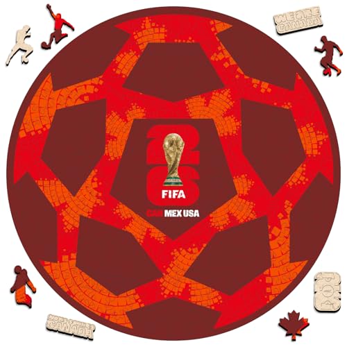 Image of FIFA World Cup 2026 Soccer Wooden Puzzle for Adults, 5MM Thick, Canada Ball Puzzle for Soccer Fans, Officially Licensed Product, 200 Pieces Irregular Shape Jigsaw Puzzles,10 x 10