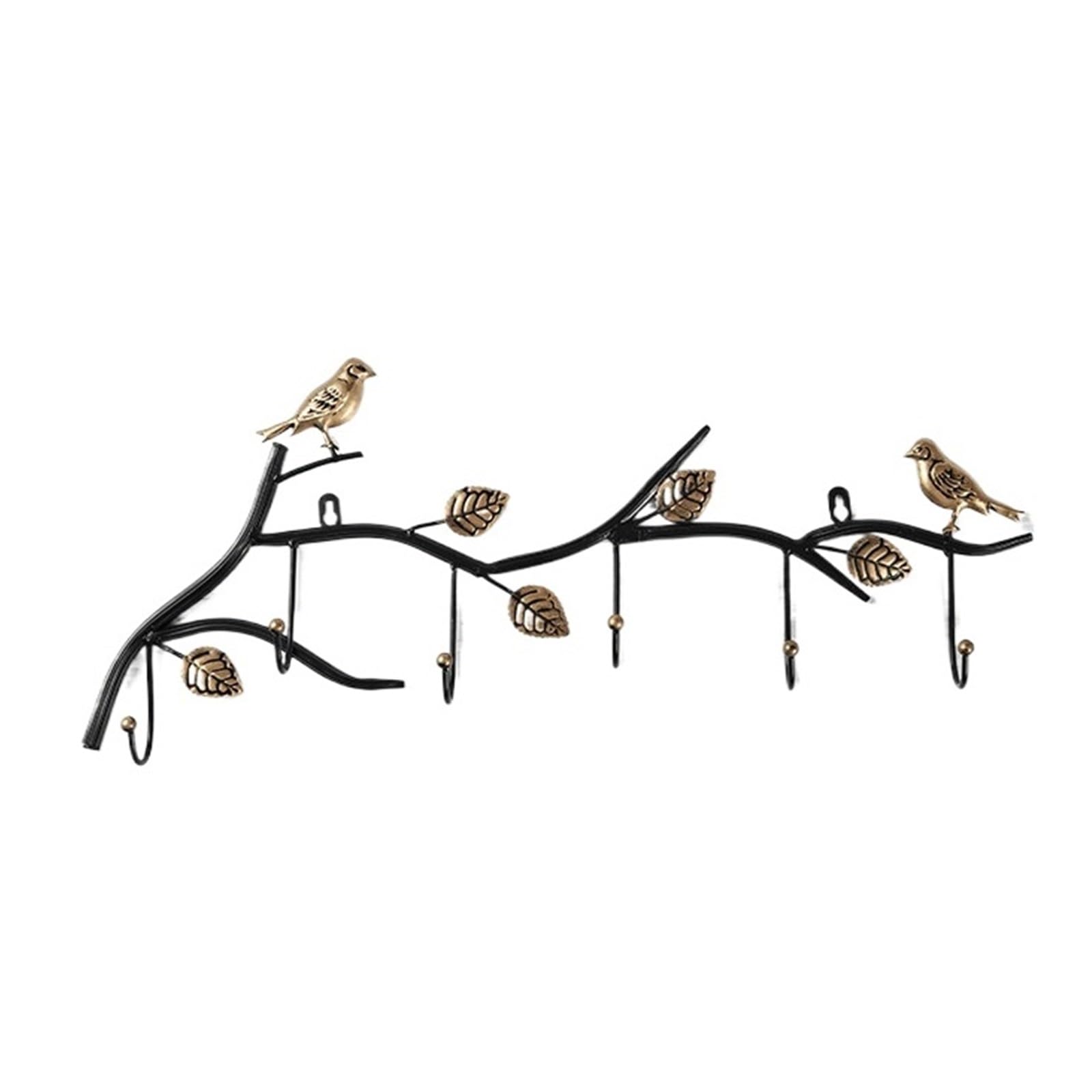 YQINQIN83B Coat Hangers Creative Wall-Mounted Coat Rack with Leaves and Birds, Hooks for Behind The Bedroom Door for Bedroom(Black,Small)