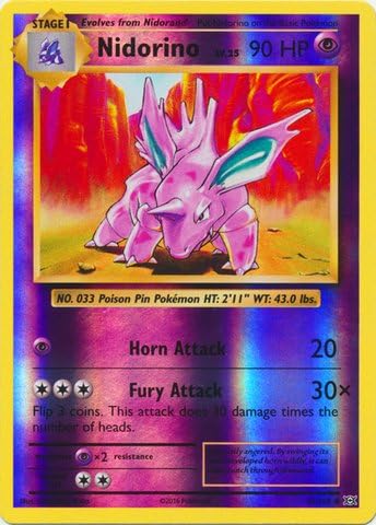 Amazon Com Pokemon Nidorino 44 108 Xy Evolutions Reverse Holo Toys Games