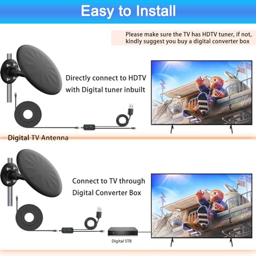 Image of Outdoor TV Antenna for Digital TV, 720 Long Range Omni Directional Reception Digital HD Antenna Signal, with Super Signal Booster, 35ft HDTV Cable, for Attic /Camping /RV /Boat, 2026 Latest, Black