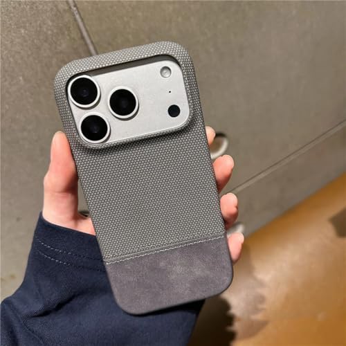 Étui en similicuir PU et nylon luxe pour iPhone 13 Pro Max gris