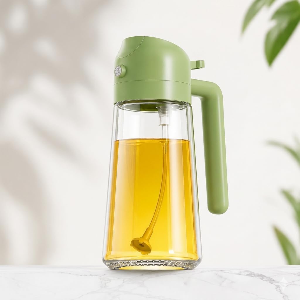2-in-1 Oil Sprayer & Dispenser Glass Bottle for Cooking | 500ml Spray & Pour | Leakproof Olive Oil Spray Bottle for Air Fryer, Salad, BBQ, Roasting, Frying & Kitchen Use-image-15