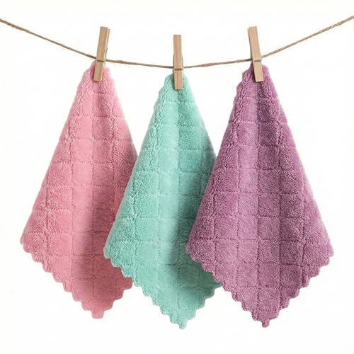 Image of QURIPE 10 Pack Kitchen Cloth Dish Towels, Microfiber Cleaning Cloth Double-Sided Dish Drying Towel Reusable for House Furniture Table Kitchen Dish Window Glasses (Reversible)