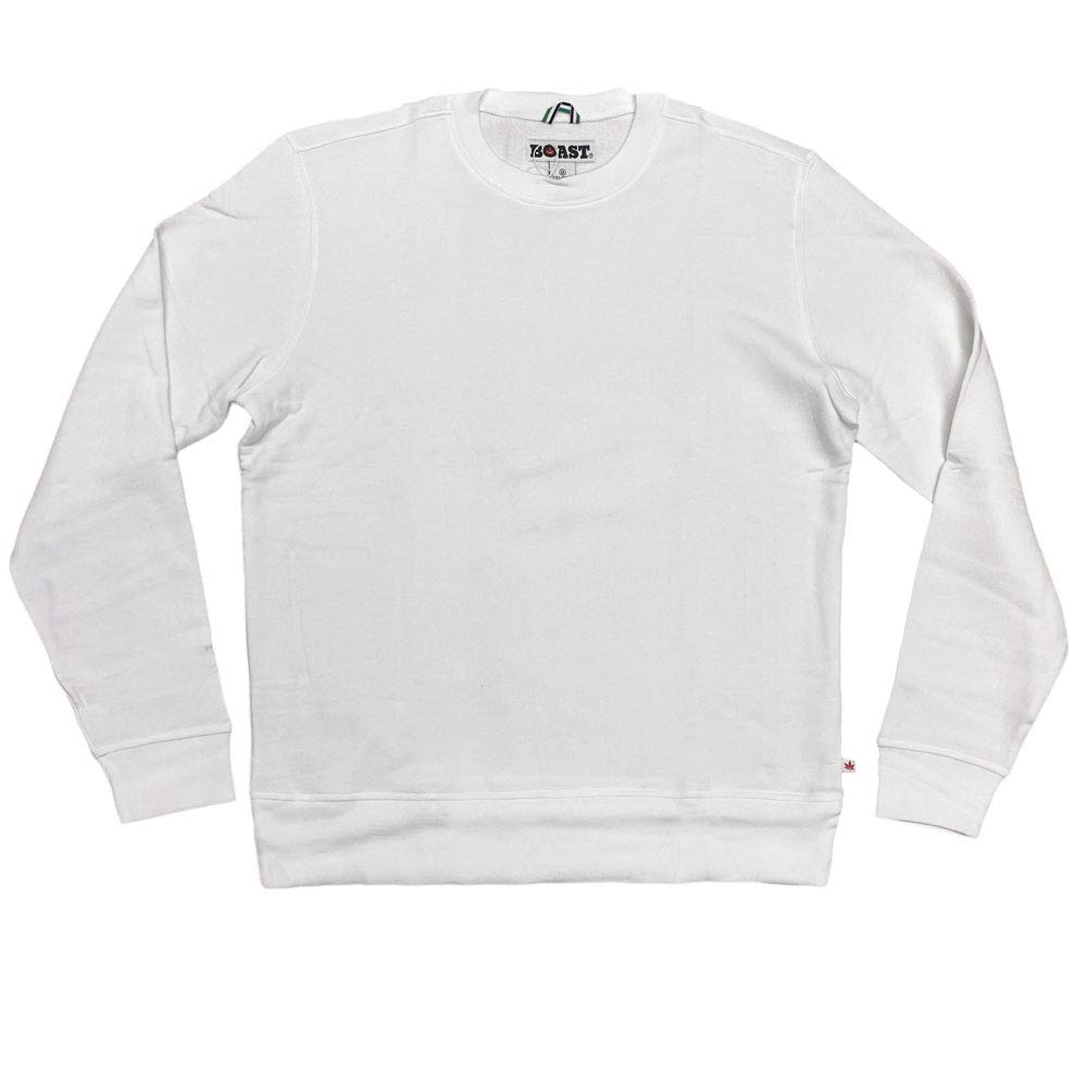 Boast Men's Solid Crewneck Sweatshirt, Medium, White