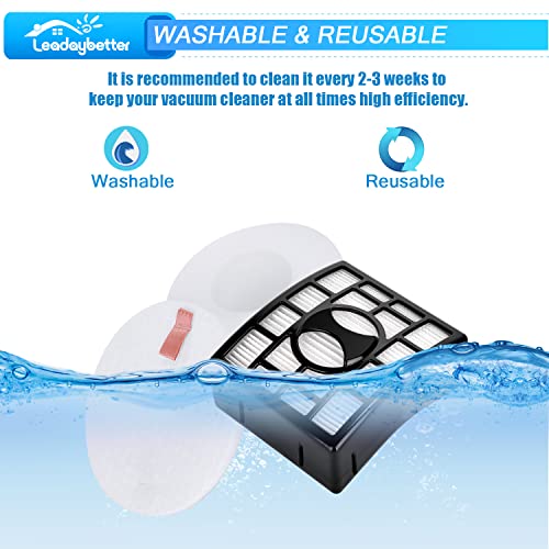 Image of Leadaybetter 2 + 4 Pack Replacement Filters for Shark Rotator DuoClean Powered Lift Away Speed NV680 NV681 NV682 NV683 NV800 NV801 NV803 UV810, Compare to Part # XFF680 &XHF680
