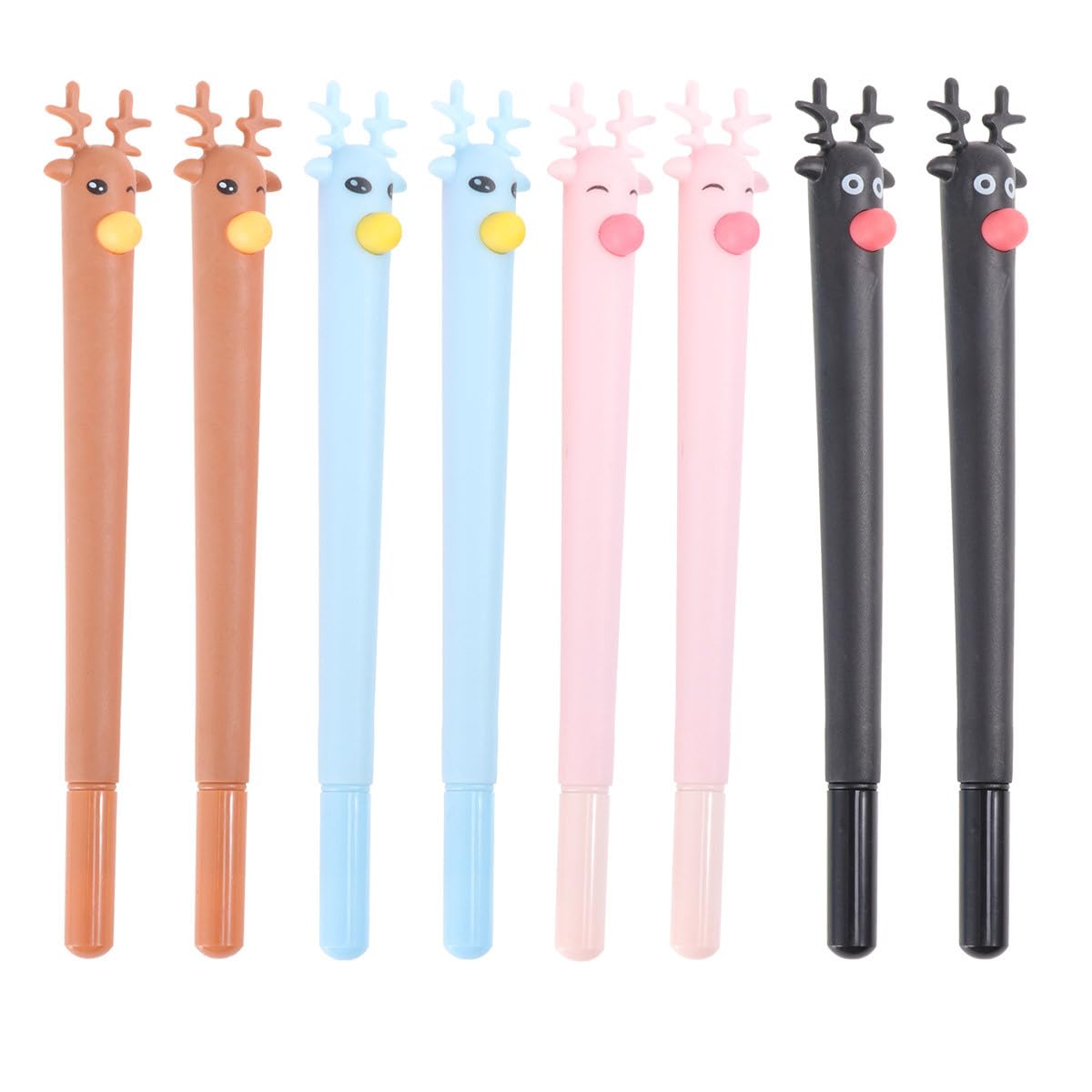 VALICLUD Lot de 8 Mini Stylos à Bille Colorés en Forme de Renne pour Noël, L'école Et Le Bureau