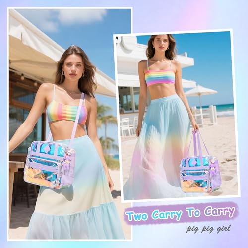 Image of PIG PIG GIRL Clear Tote Bag - 12x6x12 See Through Stadium Event Bag for Women