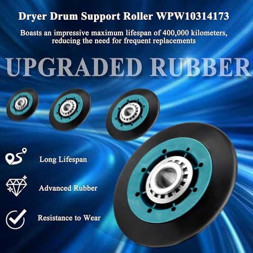 Upgraded WPW10314173 W10314173 W10314171 Dryer Roller fit for Maytag Bravo Centennial MCT Whirlpool Duet Cabrio Kenmore Elite HE3 Dryers Parts W10314171 8536973 8536974 AP6019303 PS11752609 LUXRILIX