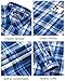 J.VER Plaid Long Sleeve Shirts for Men Business Casual Collared Shirt Regular Fit Spring Checked Tops with Pocket Dark Blue Large