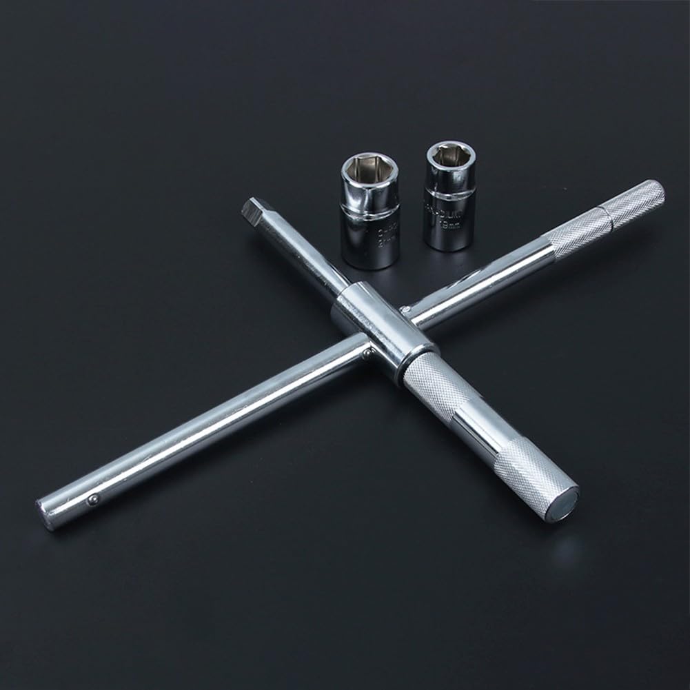 Llave de llanta de 4 vías, hierro cruzado para neumáticos, herramienta telescópica para tuerca de rueda, enchufes de 17/19/21/23 mm, resistente para coche, furgoneta, SUV