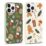 Krdvekm 2 Piezas Navidad Funda para iPhone 13 Pro MAX 6,7'', Aesthetic Christmas Nieve Gingerbread Dulce Dibujos Diseño Suave TPU Ultrafina Silicone Cover Antigolpes Protección Case para Mujer Niña