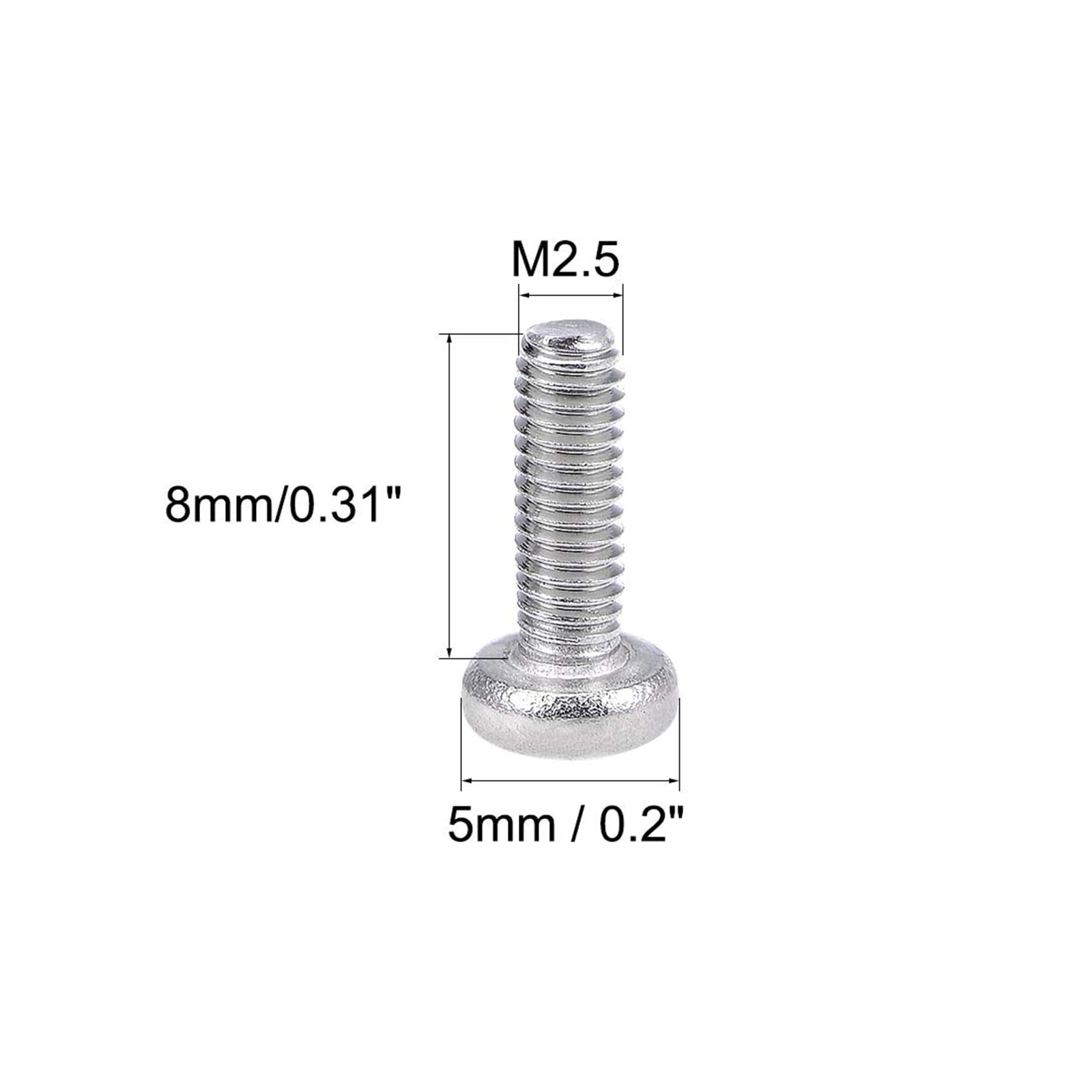 MACHSWON M2.5x8mm Machine Screws Pan Phillips Cross Head Screw 304 Stainless Steel Round Head Cross Screw Fasteners Bolts 100Pcs - Image 2