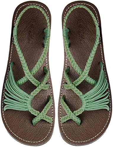 Capana Woven Women's Flat Sandals - Strappy Braided Sandals, Beach Sandals for Women Dressy Summer, Rope Bohemian Sandals, Spring Casual Womens Shoes, Comfy Boho Flats for Teen Girls – Banyan