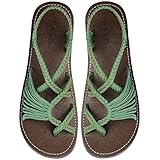 Capana - Sandalias planas tejidas para mujer, sandalias trenzadas con tiras, sandalias de playa para mujer, sandalias...