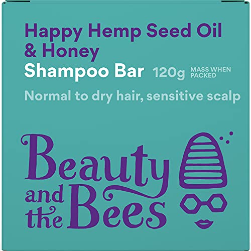 Eco Friendly Unscented Honey & Hemp Seed Oil Solid Shampoo Bar | Sensitive Skin & Dry Scalp | Organic Ingredients Sulfate Free by Beauty and the Bees