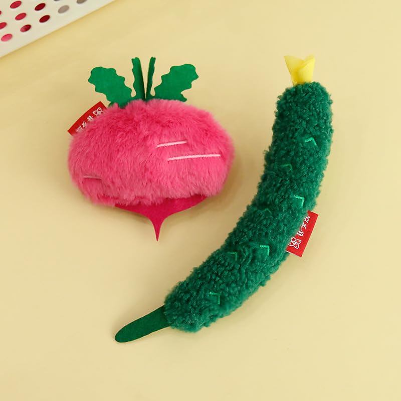 DAFORERAL Carrot & Cucumber Cat Crinkle Toy, Realistic Vegetable Shape, Durable & Bite-Resistant, Self-Entertaining Catnip Toy (Radish)