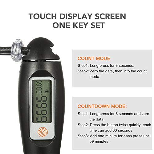 DECDEAL Corda de salto Corda de aço ajustável Corda esportiva ajustável com tela de contra toque e t