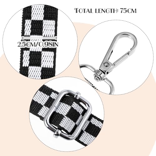 Crossbody Bag Strap Adjustable Replacement Purse Wide Guitar Straps White And Black Lanyard Keychain Car Key Neck Lanyard Handbag Crossbody Canvas Bag Strap Luggage Straps for Men Women2