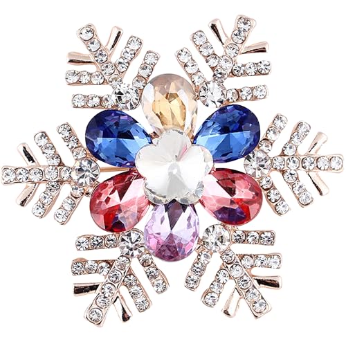 Image of Delicate Crystal Winter Snowflake Brooch Pins Christmas Brooch Corsage Pins for Women Girls Dance Balls Wedding Bridal Jewelry Dress Accessories Jewelry Corsage for Hat Bag Suit Tie Wedding