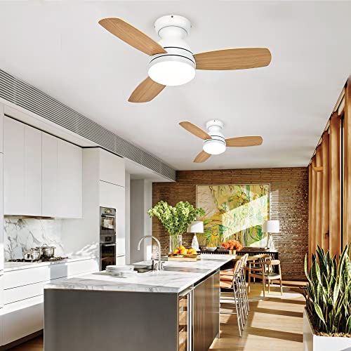 Humhold 36" Ceiling Fans With Lights Remote Control, Low Profile Led Light, 6 Speeds, Indoor Outdoor Modern Ceiling Fan For Kids Room, Bedroom, Living Room #TOP5
