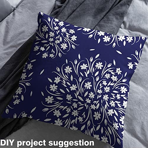 Floral Fabric by The Yard,Vintage Little Floral Upholstery Fabric for Chairs,Traditional Botanical Fabric for Upholstery and DIY Projects,1 Yard,(L92*W150cm) Navy Blue White - Image 4
