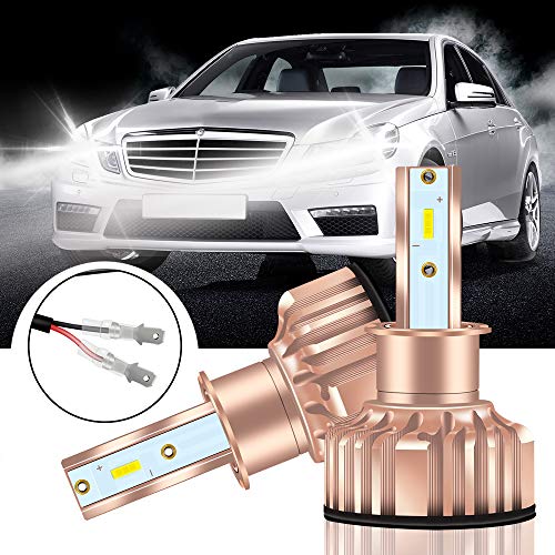 KaiDengZhe 2PCS H3 LED Ampoule de Phare Xenon Blanc 85W Voiture LED Phares Avant Ampoule Halogène Remplacement Kit de Conversion de Feux de Croisement/Feux de Route