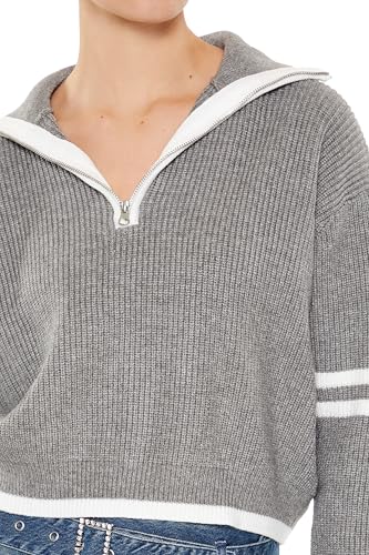 Forever 21 Women's Varsity-Striped Half-Zip Sweater3