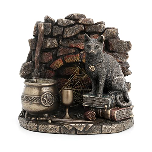 Estatua gato negro bronce antiguo 4.875 pulg miniatura 1