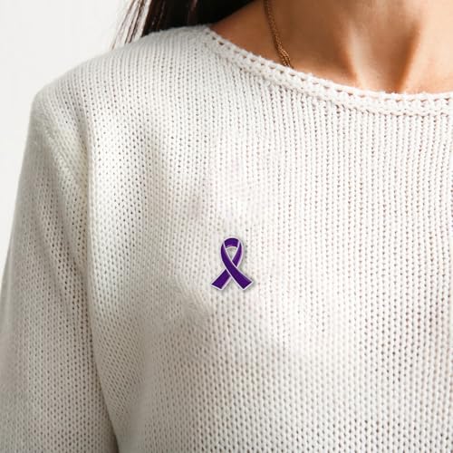 Image of 10 PCS Ribbon Pin Domestic Violence Awareness Brooch, Alzheimer's, Epilepsy, Lupus, Pancreatic Cancer Awareness Pins for Public Charity Fundraising Event