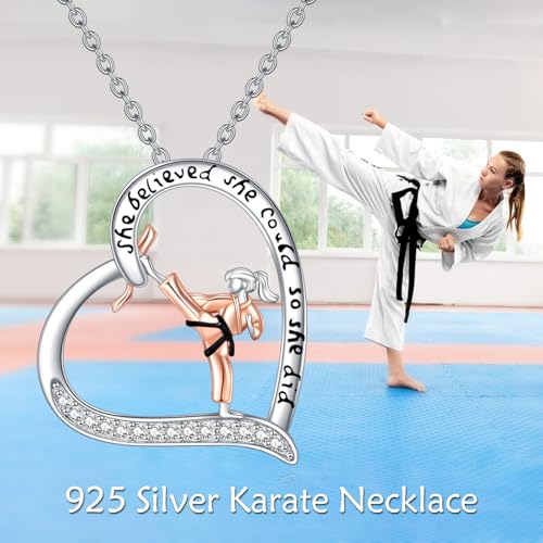 Karate/Boxing/Horse/Basketball/Skating/Soccer/Volleyball Necklace for Women Sterling Silver Heart Necklace Sport Jewelry for Women4