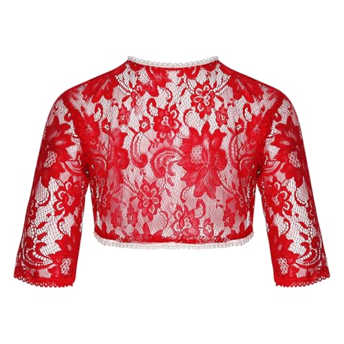 YiZYiF Kids Girls Lace Bolero Half Sleeve Wedding Shawl Shrug Cardigan Jacket Flower Girls Dress Coat2