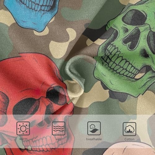 Colorful Skulls Green Camouflage Undies for Toddler Girls, Girls' Cotton Brief Underwear, 2T–8 Years3