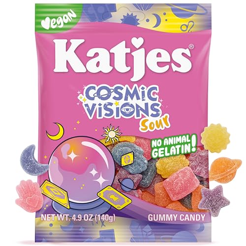 Katjes Cosmic Visions, Tangy Vegan Gummy Candy, Wildly Good Soft & Flavorful, Sweet and Sour Gummies, Colorful Celestial Shapes, No Artificial Dyes or Flavors,...