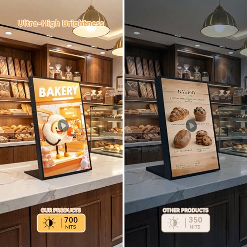 Image of Digital Signage Display, 18.5 Inch 700 Nits Ultra-Bright Digital Menu Board with CMS, Desktop Digital Signage for Business, Restaurants & Commercial Use
