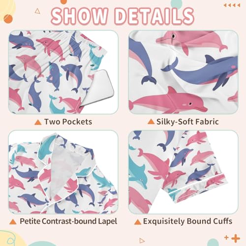 senya Fantastic Whale Satin Summer Pajama Sets Silk Short Sleeve Button Down Sleepwear3