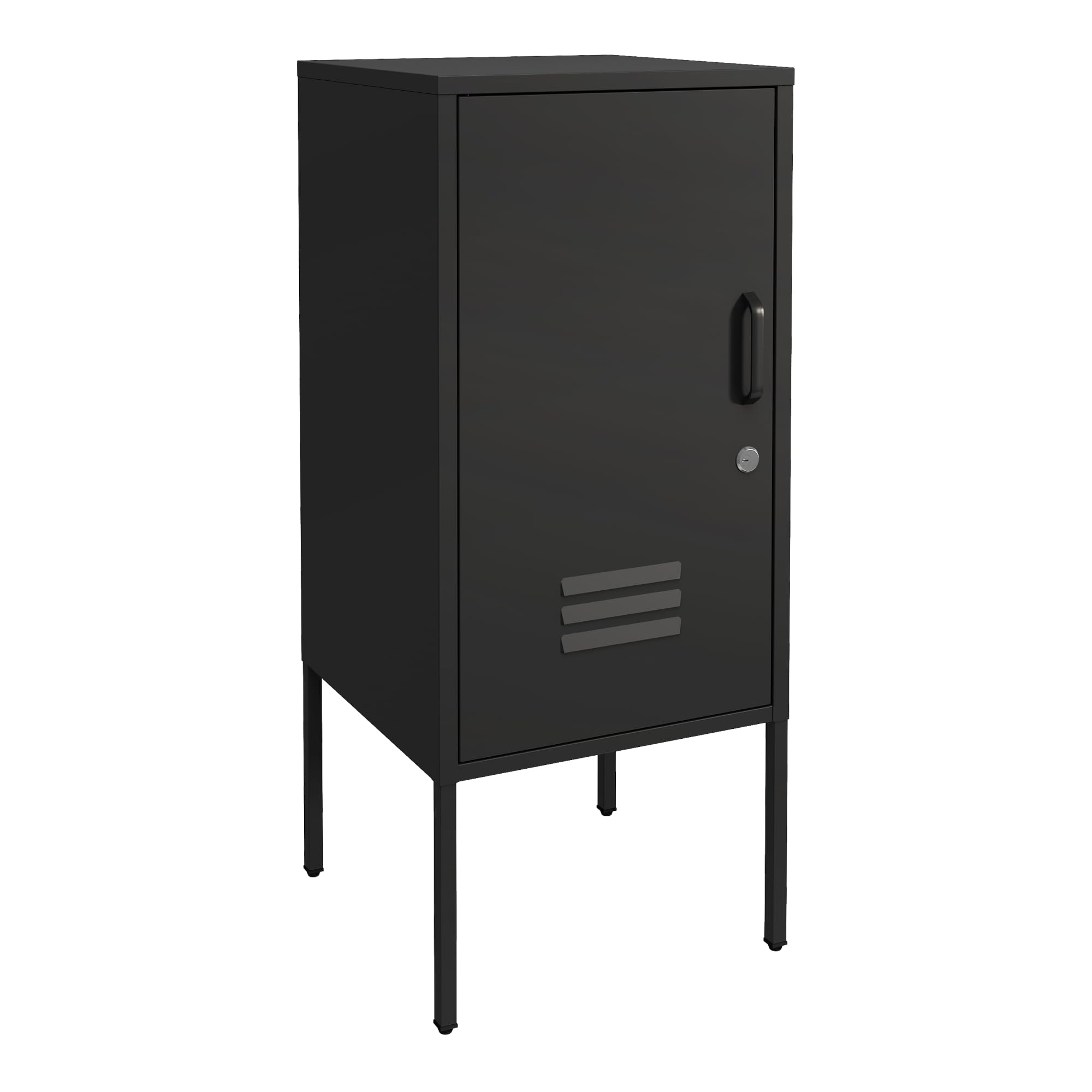 [en.casa] Nachtschrank Hausjärvi 2er Set Nachttisch 82 x 35 x 35 cm Nachtkästchen Beistelltisch mit 1 Tür Metallschrank Beistellschrank abschließbar Büroschrank Stahl Schwarz