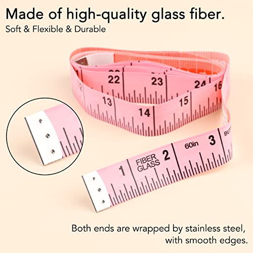 Reidea Soft Tape Measure For Body Measuring Tape Soft Sewing Tailor Fabric Cloth Tape Measure For Weight Loss Flexible Ruler Double Scale 150Cm/60Inch (Pink) #TOP2