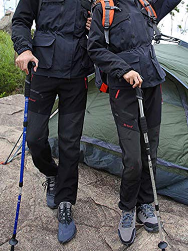 Minetom Damen Herren Wanderhose Outdoorhose Wasserdicht Softshellhose Winddicht Warm Gefüttert Winterhose Skifahren Schnelltrocknende Trekkinghose Damen Schwarz Small
