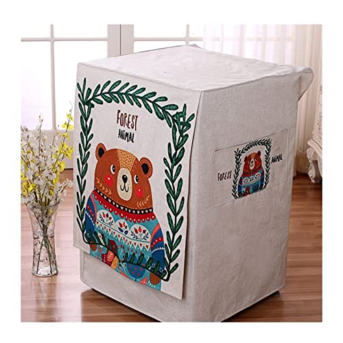 Washing Machine Cover Waterproof Washing Machine Cover Cotton Linen Fabric Washer Sunscreen Protective Case Fit for Outdoor Front Load Machine for Home Appliances