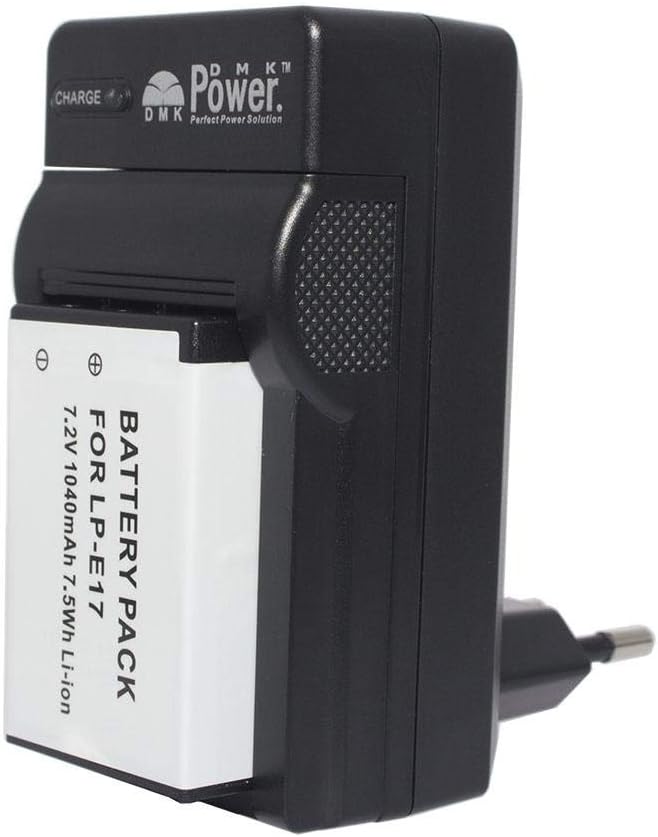 DMK POWER 1 x LP-E17 Battery and 1 x TC600E Charger for Canon LPE17, EOS M3, M5, M6, Rebel SL2, T6i Etc Cameras