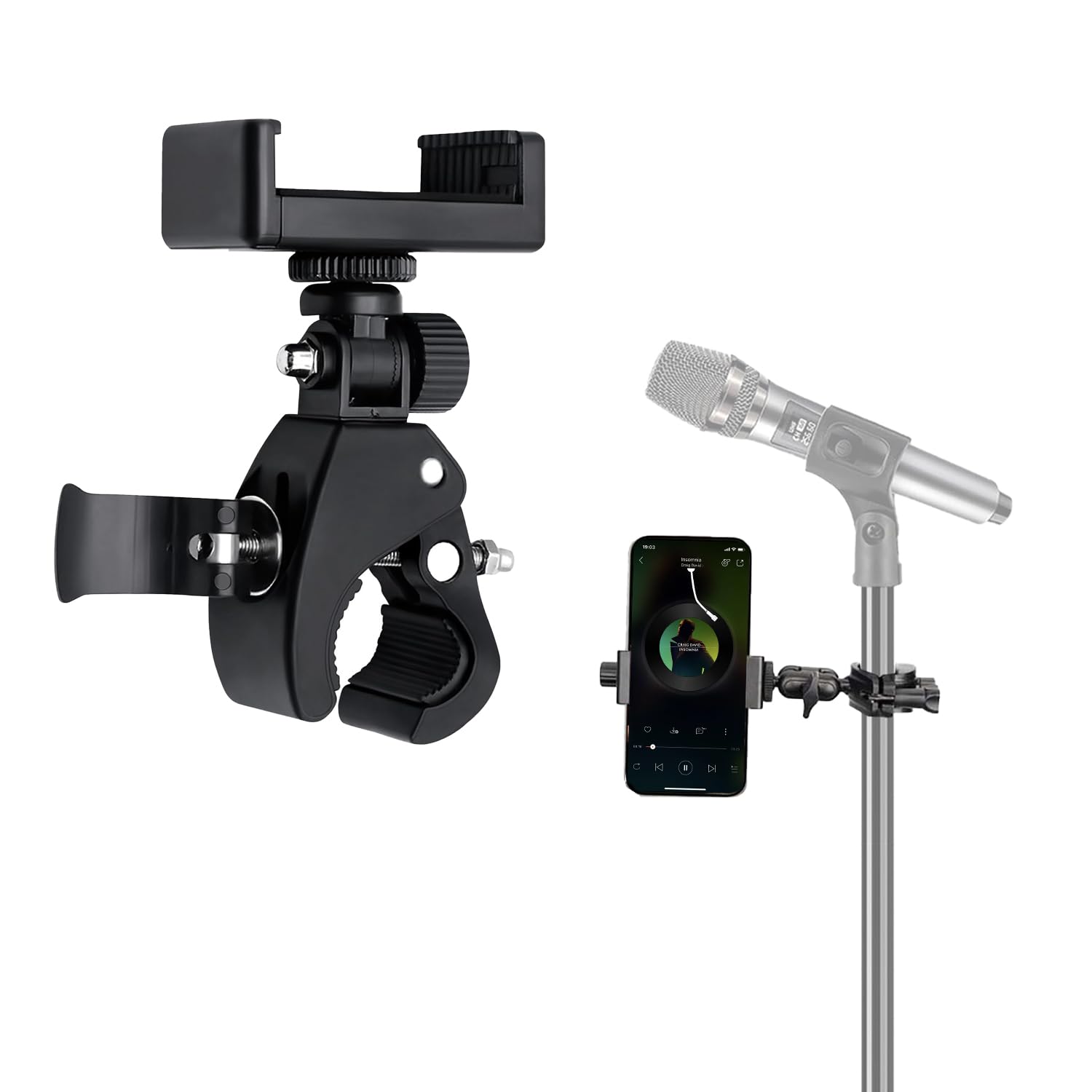 Mic Stand Phone Holder Clip Microphone Arm With 360° Rotation Clip For Live Broadcast Recording Riding Traveling,Bike Cellphone Holder for Live Broadcast Recording