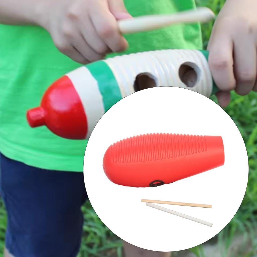 Guiro a Pesce Strumento a Percussione Shaker Professionale Musicale Ritmica per Suono Nitido Adatto per Esplorazione Musicale E Formazione Ritmi, rosso
